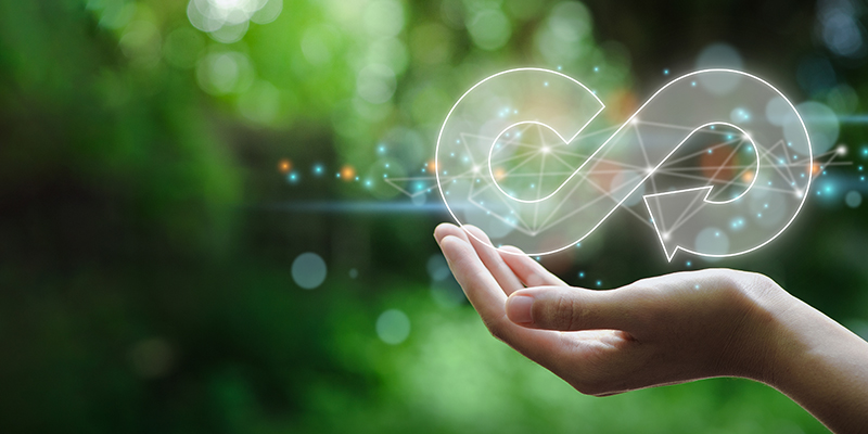 hand holding the circular economy icon
